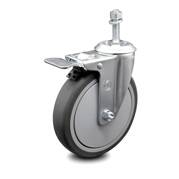 6 Inch Thermoplastic Rubber Swivel 10mm Stem Caster with Total Lock Brake